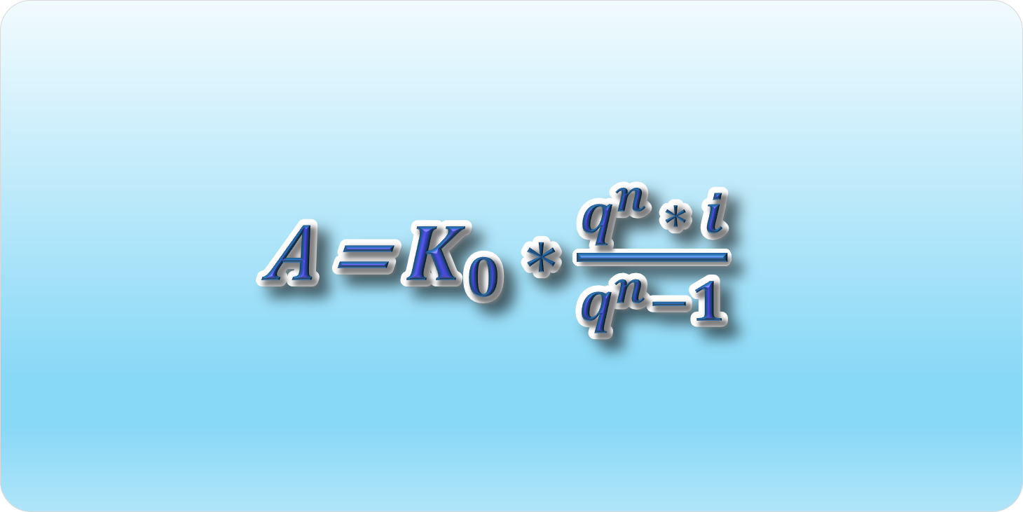 Formel A gleich K0 mal q hoch n mal i geteilt durch q hoch n minus 1
